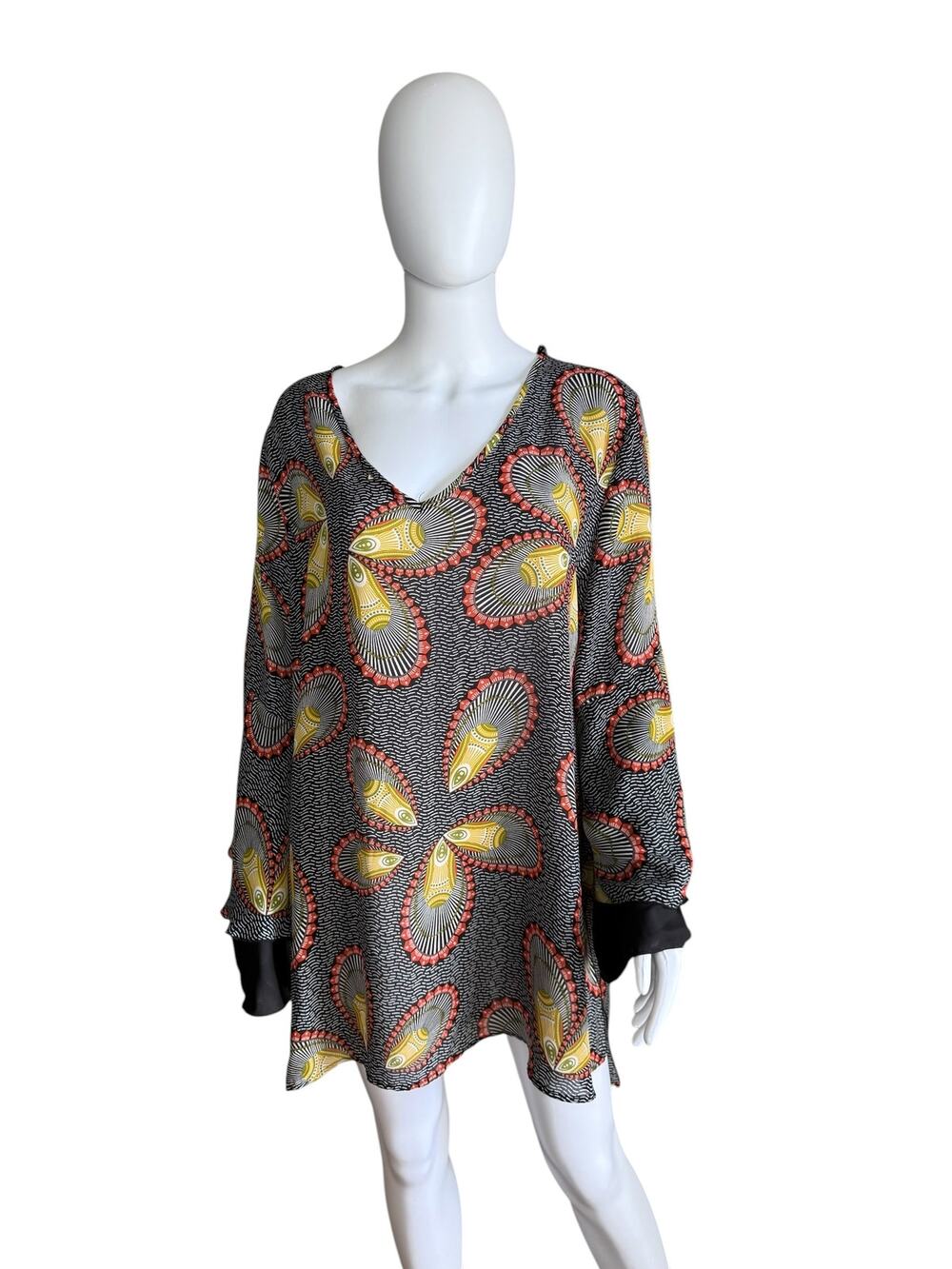 Ashley Stewart Abstract Paisley Print V-Neck Tunic Blouse Size 18/20